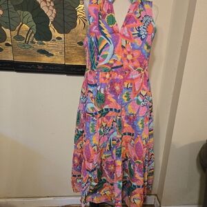 Crosby Vibrant Floral Maxi Dress - Pink and Orange Small Preowned